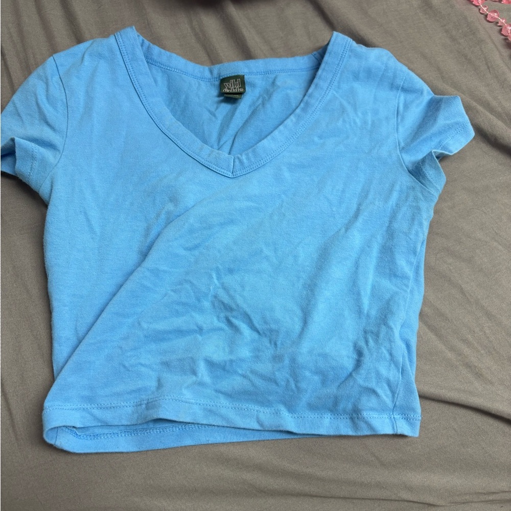 Blue v neck crop top